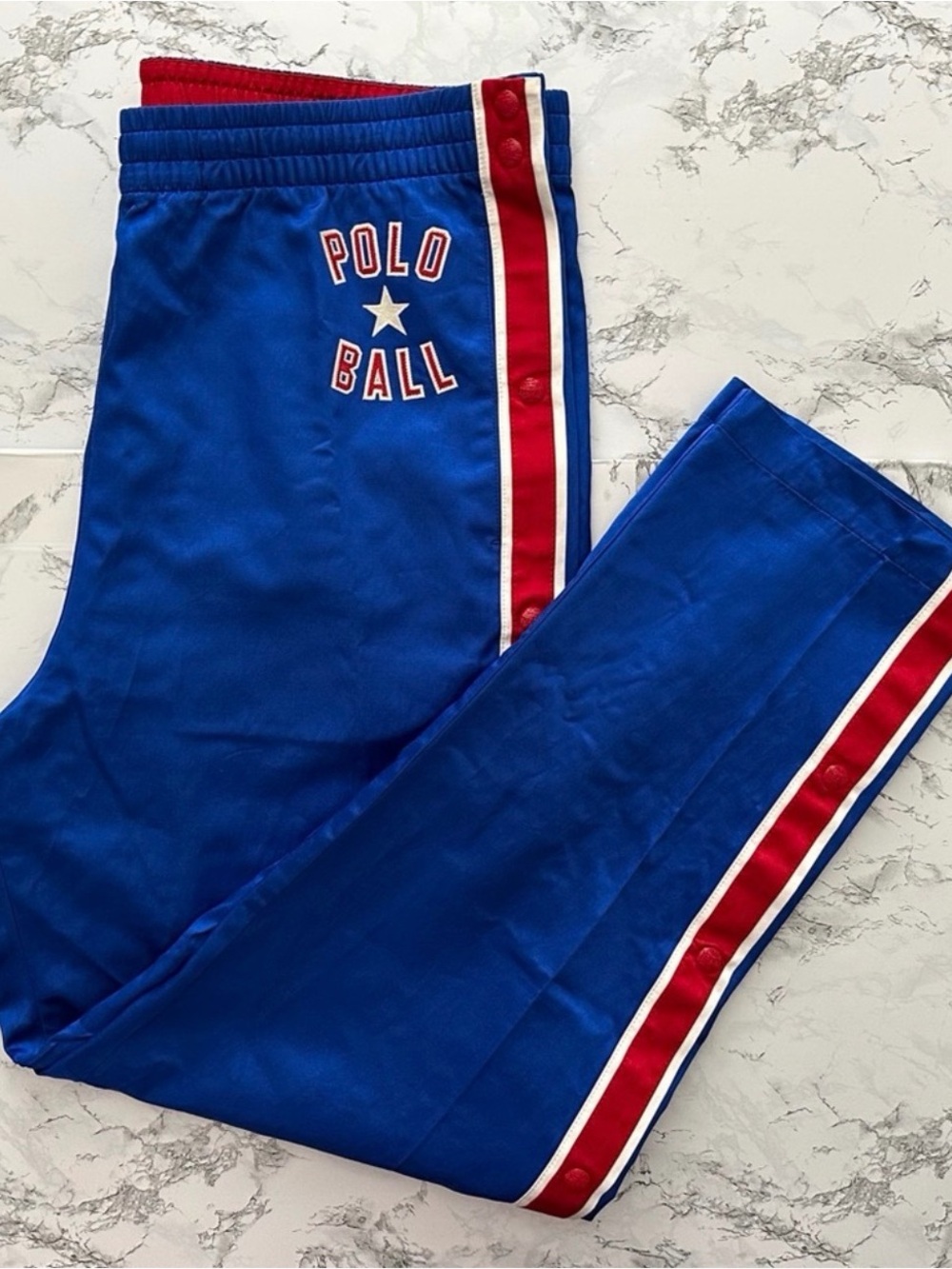 Ralph Lauren Blue, Red & White Polo Ball Snap-Front Pants Detail - Picture 7 of 8